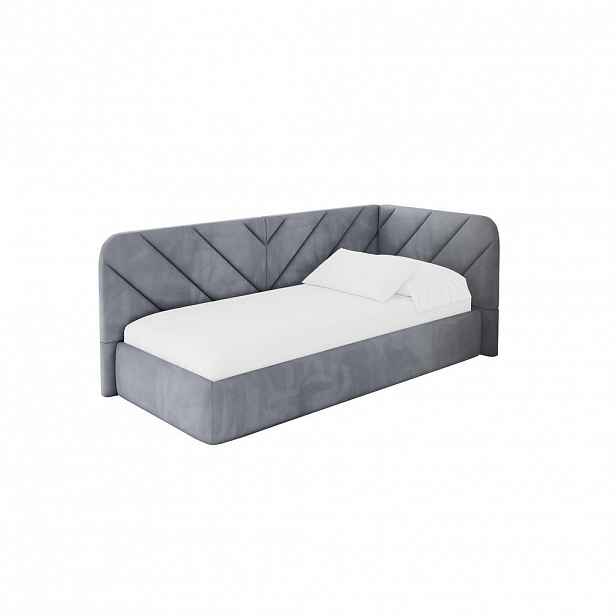 ALTDECOR JEDNOLŮŽKOVÁ POSTEL pro mládež s úložným prostorem a matrací H3/H4, vlevo - FIKY 80x200 šedá