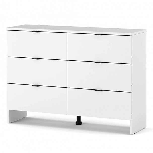 Komoda Bílá S Zásuvkami 6S 100 CM Moderní Skříňka Do Obývacího Pokoje Ložnice