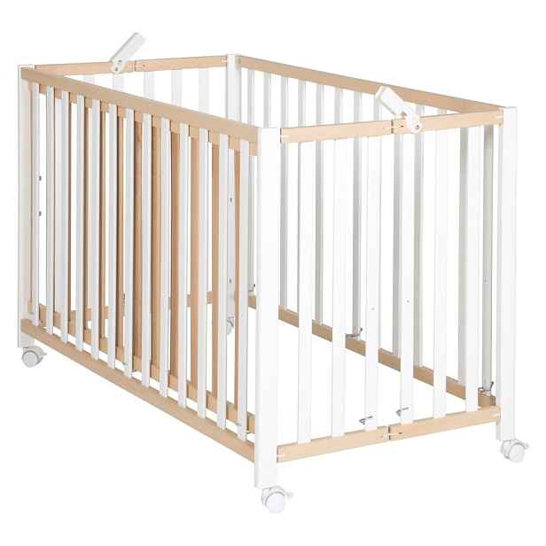 Skládací postýlka na kolečkách v bílo-přírodní barvě 60x120 cm Fold up – Roba