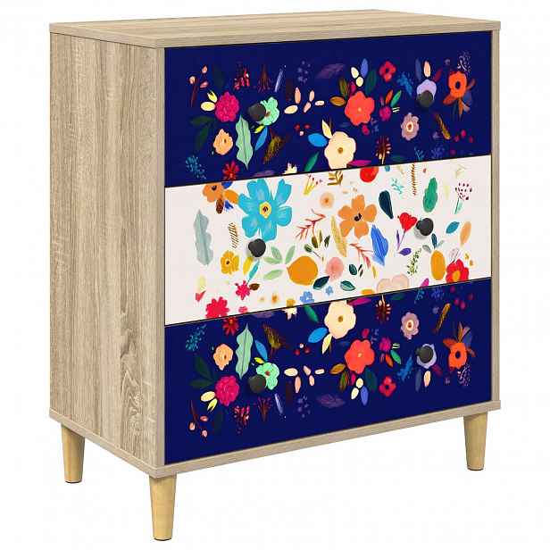 vidaXL Příborník MAINZ Květinový vzor 66 x 36,5 x 75 cm Sonoma