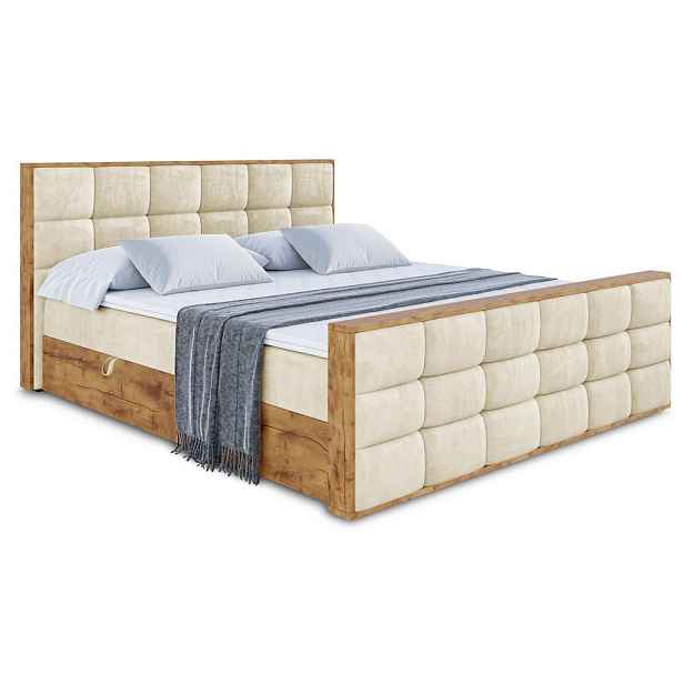 ALTDECOR KONTINENTÁLNÍ POSTEL s matrací H4 - LOLLI2-Z - 200x200 cm Béžová
