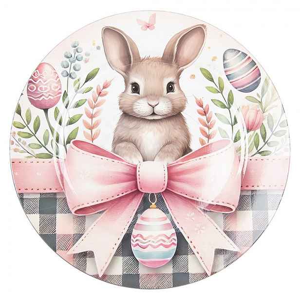 Dekorační plastový velikonoční talíř s králíčkem - Ø 33*1 cm Clayre & Eef