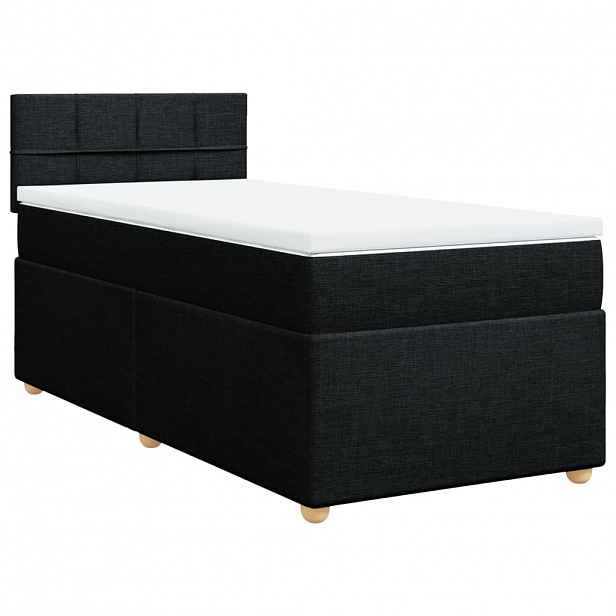 vidaXL Box spring postel s matrací černá 80 x 200 cm textil