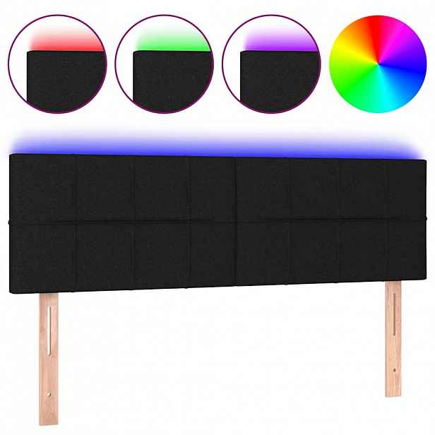 vidaXL Čelo postele s LED černé 144x5x78/88 cm textil