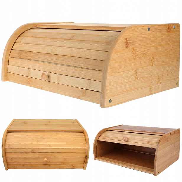 Bambusový chlebník s rolovaným víkem 40x27,3x17,5 cm, nádoba na pečivo