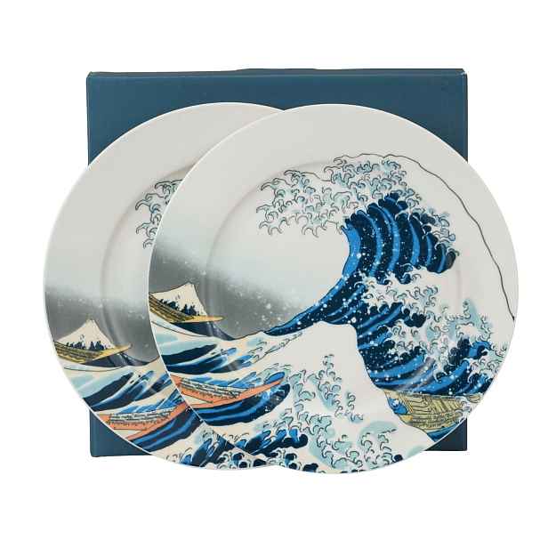 Duo Sada 2 ks dezertních talířů Hokusai The Great Wave 19,2 cm modrá