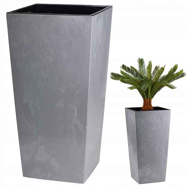Květináč Šedý Beton květináč na květiny Vysoký s vložkou 68x35 eko