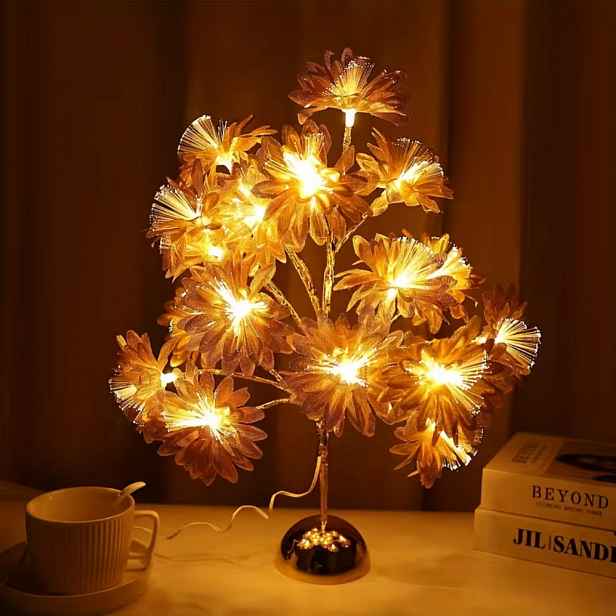 Lampička Led lampa Dřevo Gold zlato bonsai Dárek Den žen zlaté květiny