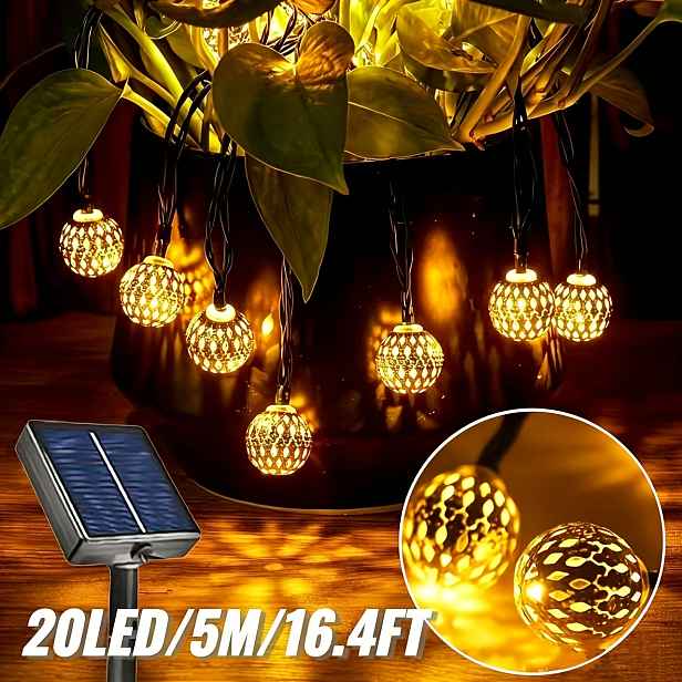 TEMU 1 balení, Lithiumová baterie solární marocké kuličkové světýlka, LED malé světelné kuličky, ideální pro dekoraci interiérů, dvorů, trávníků,