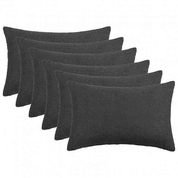 vidaXL Povlak na polštář 6 pcs HEERLEN Tmavě šedá 40 x 60 cm Bouclé