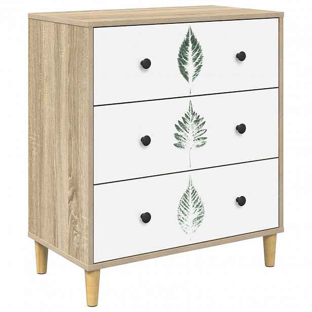 vidaXL Příborník HANAU Tisk s zelenými listy 66 x 36,5 x 75 cm Sonoma