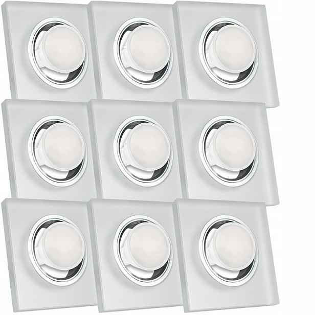 9X Skleněná Zapuštěná Lampa Námraza Kolo Silné Sklo Žárovka 10W