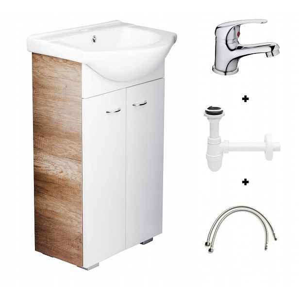 Koupelnová skříňka s umyvadlem 50 x 86 cm s baterií a sifonem komplet