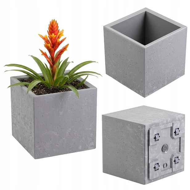 Květináč Na Kolečkách Šedý Beton 30x30 cm loft na balkon terasu zahrada do domu
