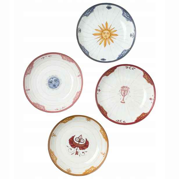 Sada 4 kusů hlubokých talířů Westwing Mystic porcelán s vzory 21 cm