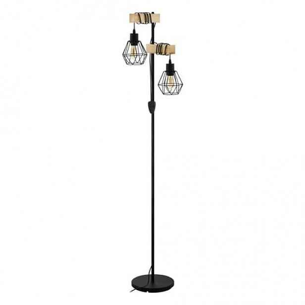 Stojací lampa Eglo černá, hnědá ocel, dřevo 44081