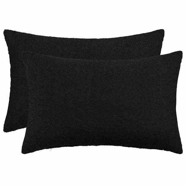 vidaXL Povlak na polštář 2 pcs HEERLEN Černá 40 x 60 cm Bouclé