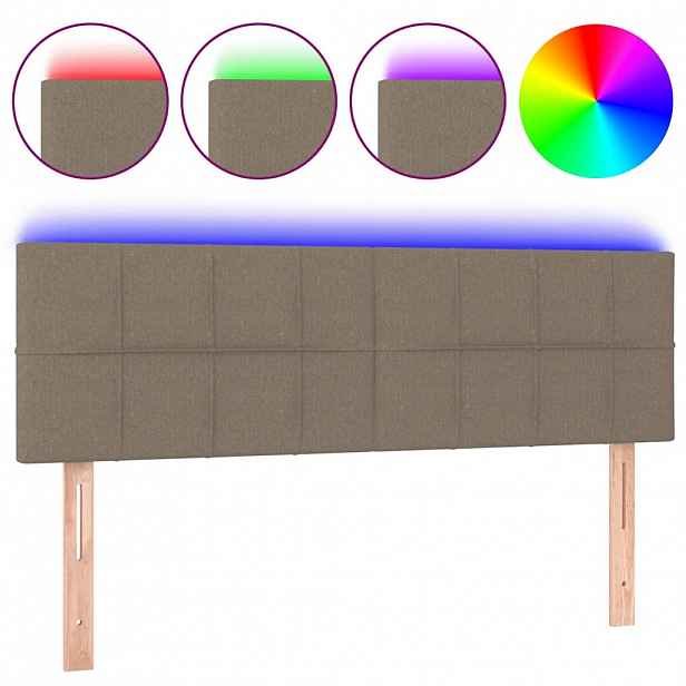 vidaXL Čelo postele s LED taupe 144x5x78/88 cm textil