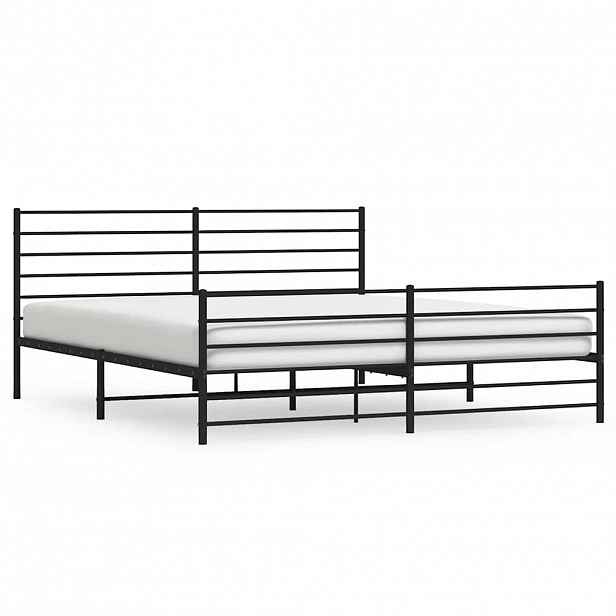 vidaXL Kovový rám postele s hlavovým a nožním čelem černý 183 x 213 cm