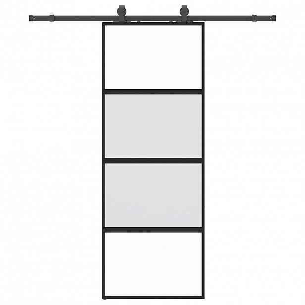 vidaXL Posuvné dveře se sadou kování černé 76x205 cm Tvrzené sklo