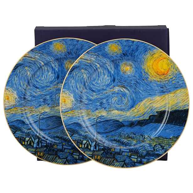 Duo Sada 2 ks dezertních talířů Van Gogh Starry Night 19,2 cm modrá