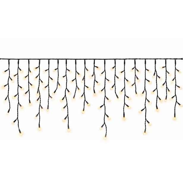 Easy Fix venkovní LED rampouchy, světelné, 300 × 50 cm, teple bílá, 114 diod, černý kabel, IP67, prodlužovací
