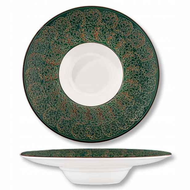 Hluboký porcelánový talíř kulatý zelený Wilmax 24 cm, 200 ml