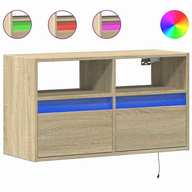 vidaXL Nástěnná TV skříňka s LED osvětlením dub sonoma 80 x 31 x 45 cm