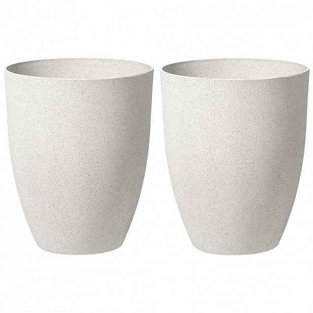 Beliani KVĚTINÁČ sada 2 ks krémově bílý kulatý 43/43/52 cm Croton