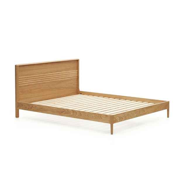 Dvoulůžková postel z dubového dřeva s roštem v přírodní barvě 160x200 cm Lenon – Kave Home