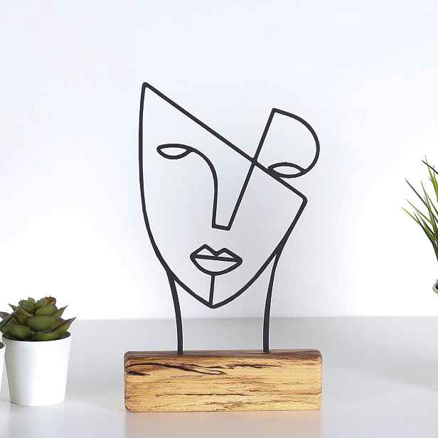 Hanah Home Kovová dekorace Mask 30 cm černá