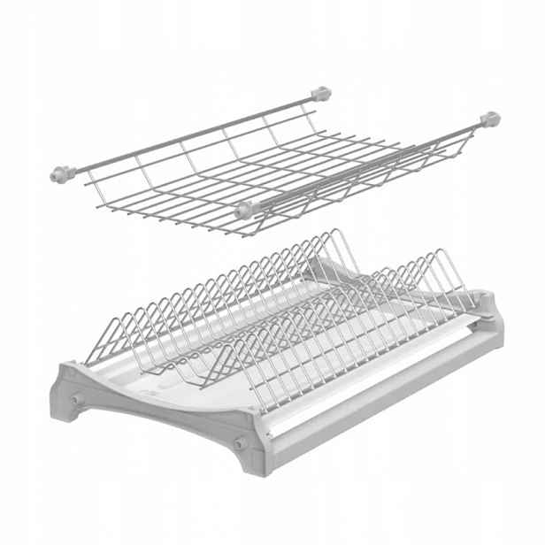 Odkapávač Na Nádobí Stříbrný 60 CM 2V1 Odkapávač Sušička Do Skříňky