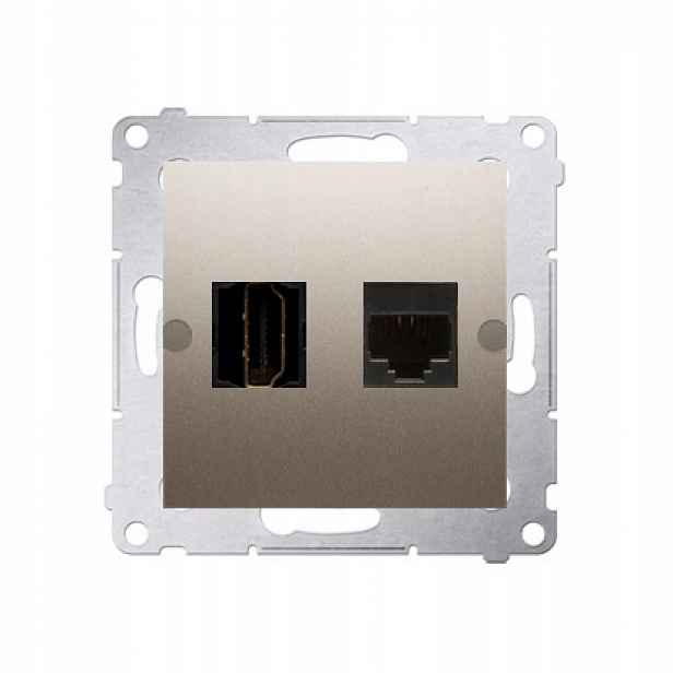 Simon 54 Hdmi zásuvka počítačová zásuvka RJ45 Zlatá matná