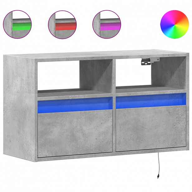 vidaXL Nástěnná TV skříňka s LED osvětlením betonově šedá 80x31x45 cm