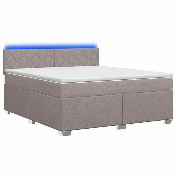 vidaXL Box spring postel s matrací a LED Taupe 160 x 200 cm Textil