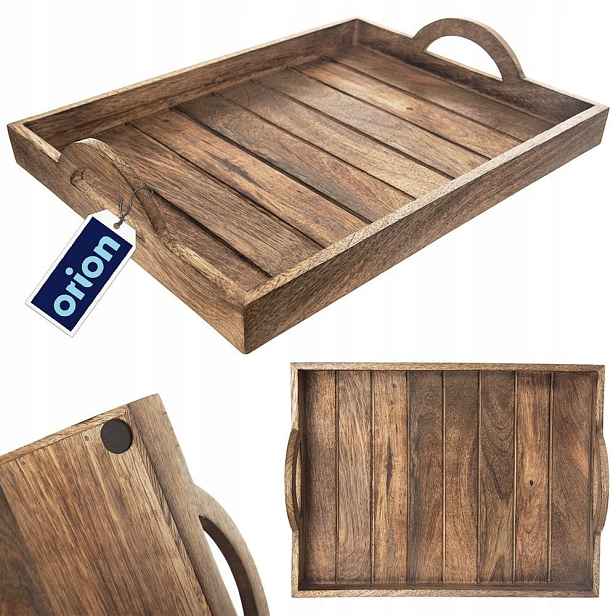 Servírovací podnos kuchyňský snídaňový dřevěný 40.5 x 30.5 cm