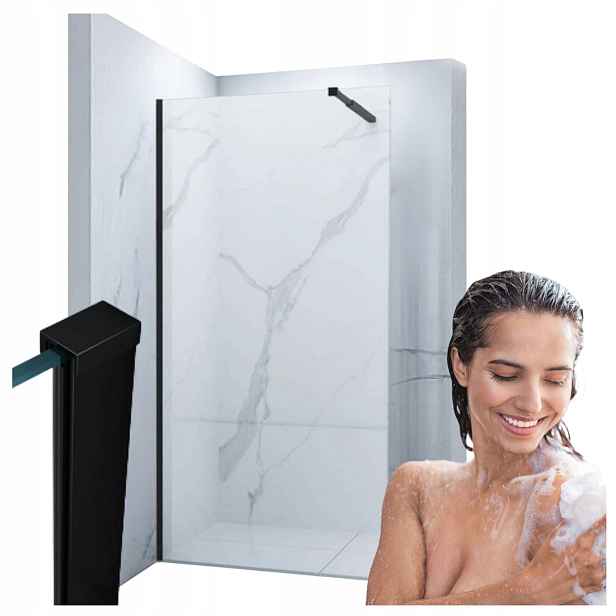 Sprchová Stěna Walk-in 70x200 Transparent Černá