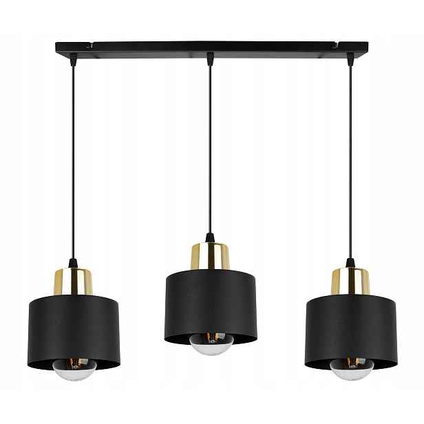 Závěsná Stropní Lampa Lustr Trojitý Černý Do Kuchyně Kovový Loftový Lustr
