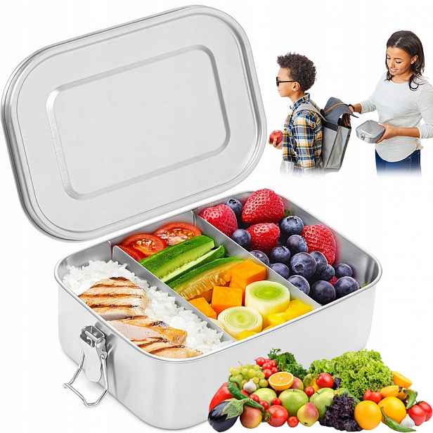 Lunchbox 850 ML Z Ocel 304 Vodotěsný S Přihrádkami