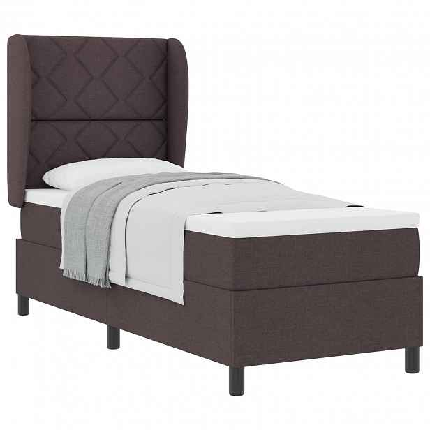 vidaXL Postel s boxspringem s čelo Tmavě hnědá 80 x 200 cm textil