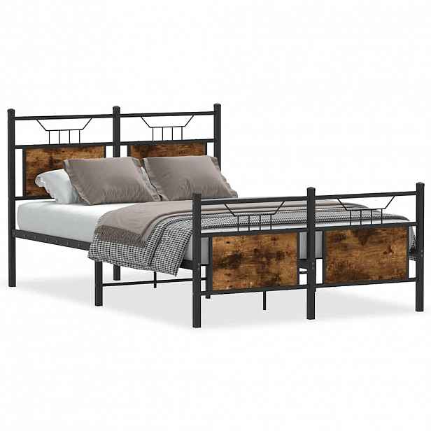 vidaXL Rám postele bez matrace kouřový dub 120x190 cm kompozitní dřevo