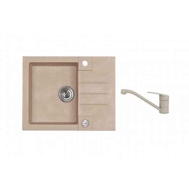 Alveus - Set dřezu Rock 30 a baterie Clara, s ovládáním odpadu, beige SETA25868