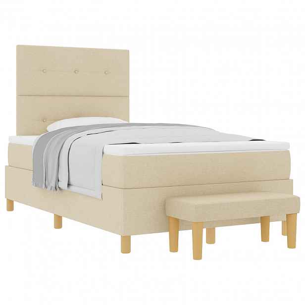 vidaXL Postel s boxspringem s čelo Krémová 200 x 120 cm textil