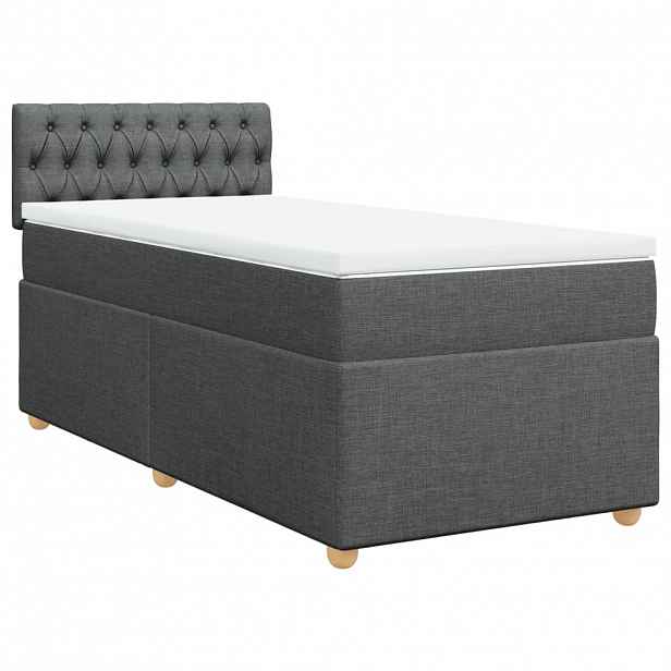 vidaXL Box spring postel s matrací tmavě šedá 80 x 200 cm textil