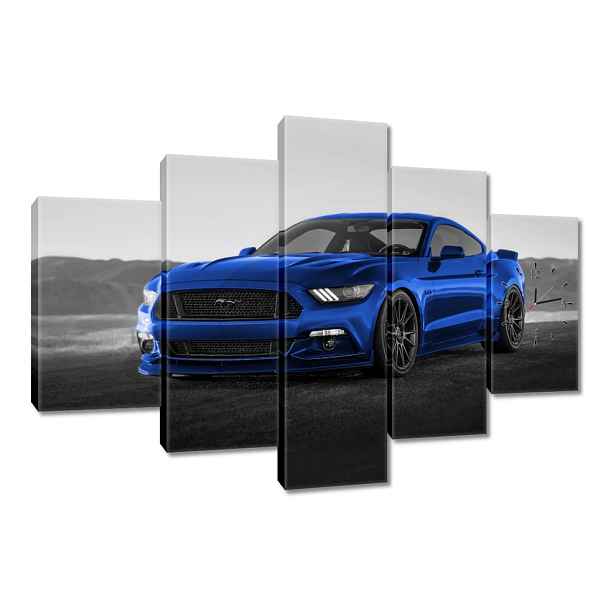 Nástěnné hodiny 150x105 Modré Ford Mustang