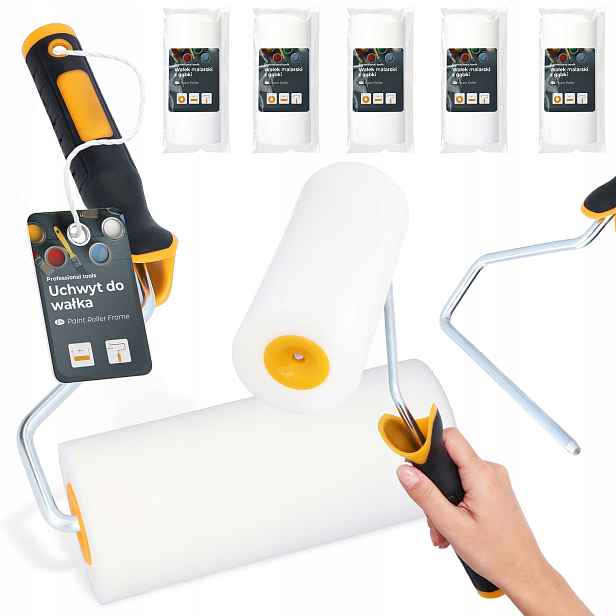 5x Malířský váleček Pěnový Houbový 18 cm Malování nábytku Stropů Rukojeť