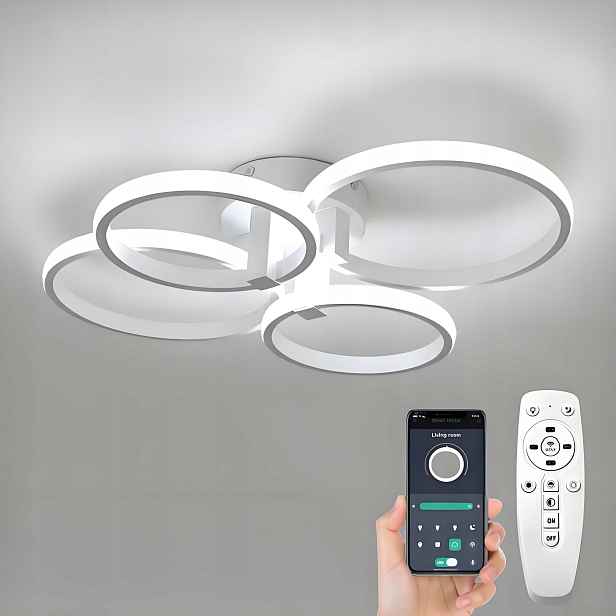 stropní svítidlo Led Bílý Lustr Ring Moderní Obývací Pokoj Ložnice Dálkový Ovladač App