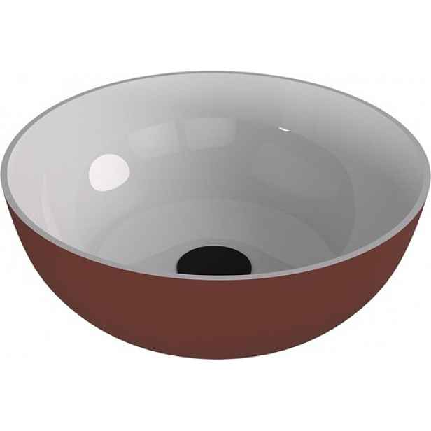 Umyvadlo na desku Polysan Banera 39x39 cm bílá/hnědá mat bez přepadu 14337.72