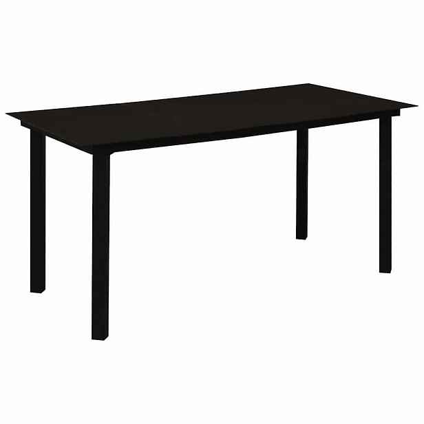 vidaXL Zahradní jídelní stůl černý 150 x 80 x 74 cm ocel a sklo