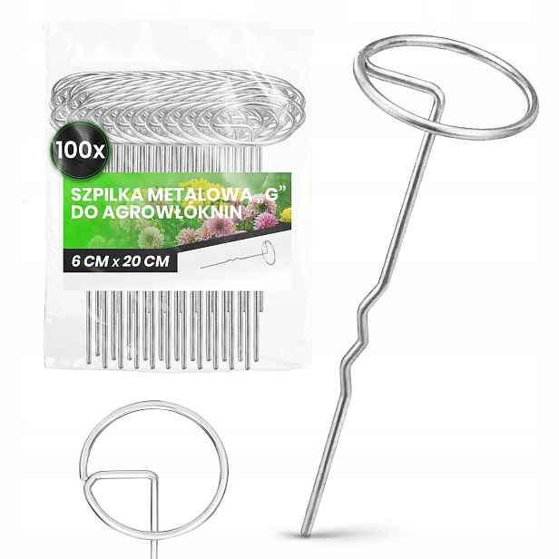 100x Špendlík na Agrotextilii 6x20 cm Agrotextilie Kolík Kotvící Kolík Kovový 9V-T